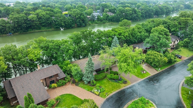 1267 Nursery Hill Ln, Arden Hills, MN 55112 - aerial view of property and surrounding area featuring a nearby body of water and a tree filled landscape
