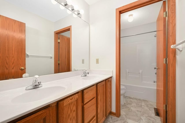 9035 Briarglen Rd, Eden Prairie, MN 55347 - full bathroom featuring double vanity and shower / bath combination