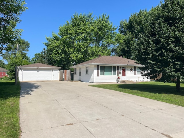8412 4th Ave S, Bloomington, MN 55420 - ranch-style home with a detached garage, a front lawn, and an outbuilding