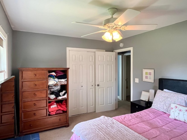 8412 4th Ave S, Bloomington, MN 55420 - bedroom featuring carpet, a closet, and ceiling fan