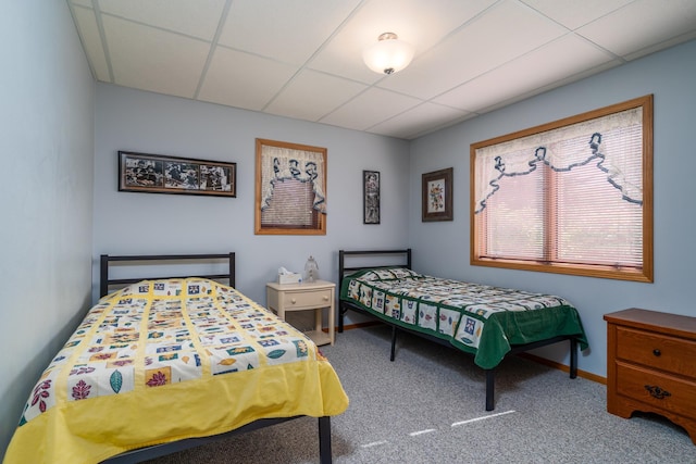 350 3rd St NE, Mcintosh, MN 56556 - carpeted bedroom with a drop ceiling and baseboards