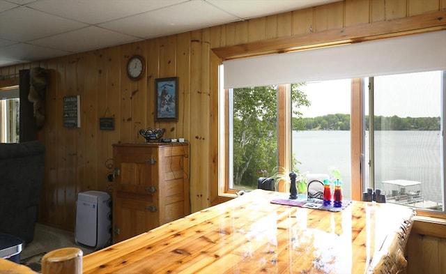 1198 Mink Rd, Ellsburg Twp, MN 55724 - dining area with a water view and wood walls