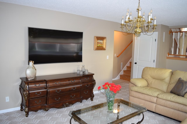 12115 50th Ave N, Plymouth, MN 55442 - carpeted living room with a chandelier and stairway