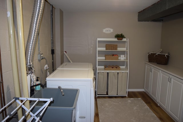 12115 50th Ave N, Plymouth, MN 55442 - washroom with washing machine and dryer, wood finished floors, and cabinet space