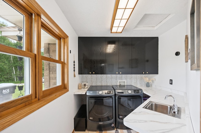 6257 185th Ave SE, Santiago Twp, MN 55308 - washroom with cabinet space and washing machine and clothes dryer