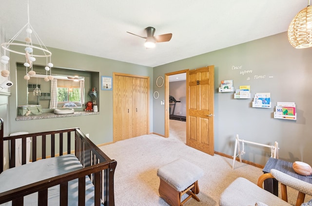 6257 185th Ave SE, Santiago Twp, MN 55308 - carpeted bedroom featuring a closet and ceiling fan