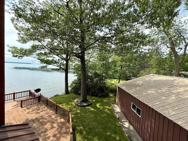 3025 Viewpoint Rd, Isle, MN 56342 - view of green lawn with a deck with water view