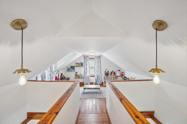 2352 90th Ave, Osceola, WI 54020 - corridor featuring light wood finished floors, lofted ceiling, and an upstairs landing
