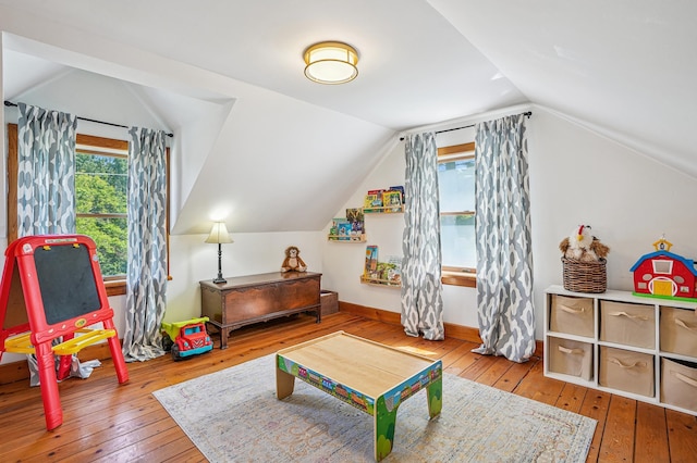 2352 90th Ave, Osceola, WI 54020 - rec room featuring hardwood / wood-style flooring and lofted ceiling
