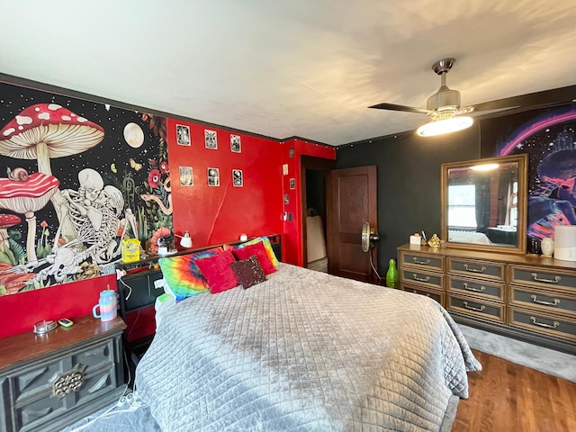 407 Minnesota St, Redwood Falls, MN 56283 - bedroom with wood finished floors and a ceiling fan