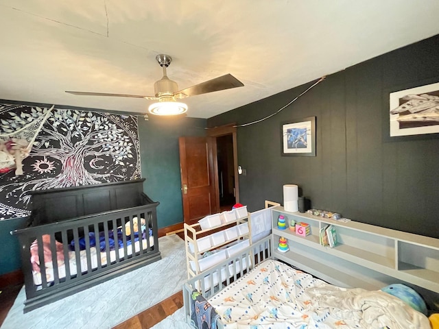 407 Minnesota St, Redwood Falls, MN 56283 - bedroom with wood finished floors and a ceiling fan