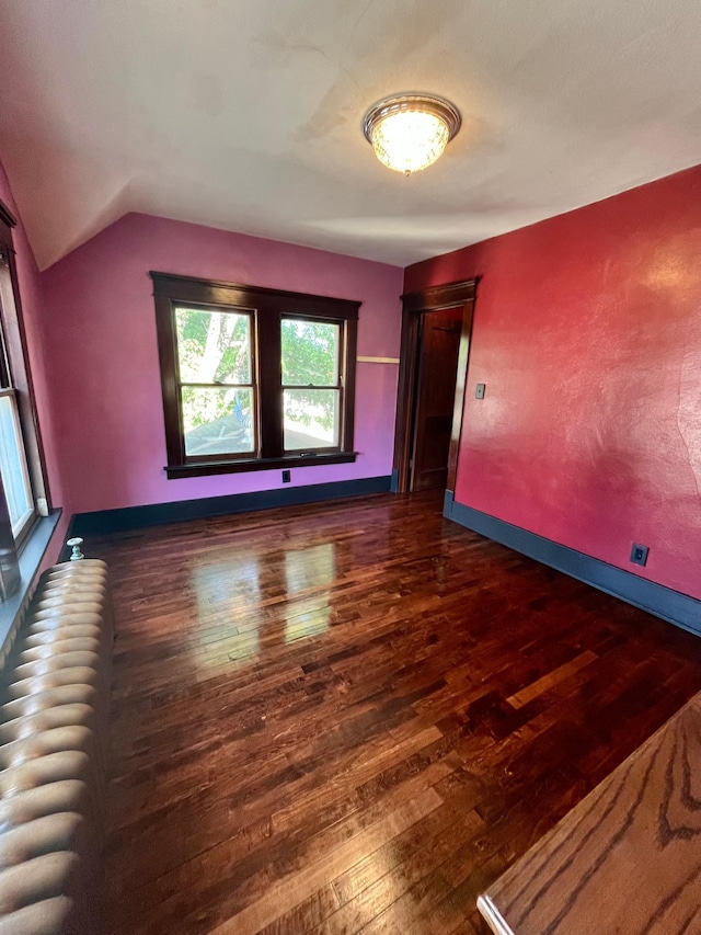 407 Minnesota St, Redwood Falls, MN 56283 - spare room with hardwood / wood-style flooring and lofted ceiling