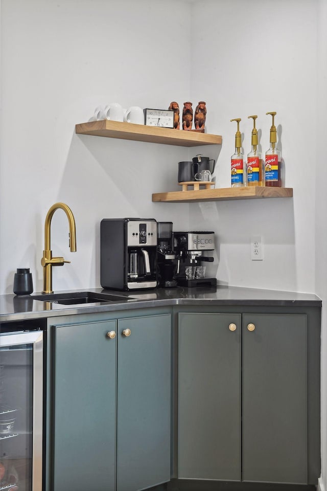 1611 Hill Ridge Ter, Minnetonka, MN 55305 - bar with wine cooler and a sink
