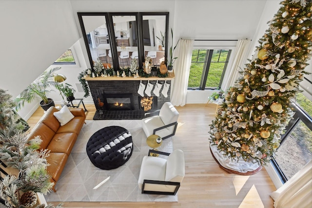 1611 Hill Ridge Ter, Minnetonka, MN 55305 - living area with wood finished floors and a fireplace