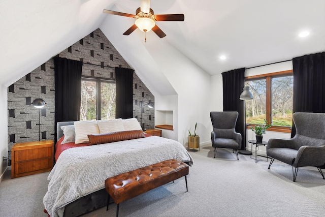1611 Hill Ridge Ter, Minnetonka, MN 55305 - carpeted bedroom with lofted ceiling and a ceiling fan