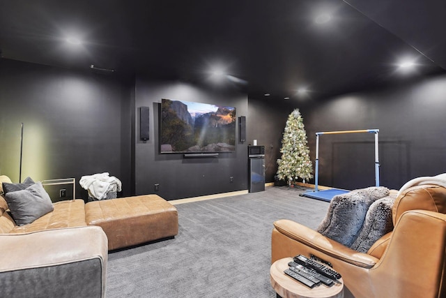 1611 Hill Ridge Ter, Minnetonka, MN 55305 - carpeted home theater with baseboards and recessed lighting