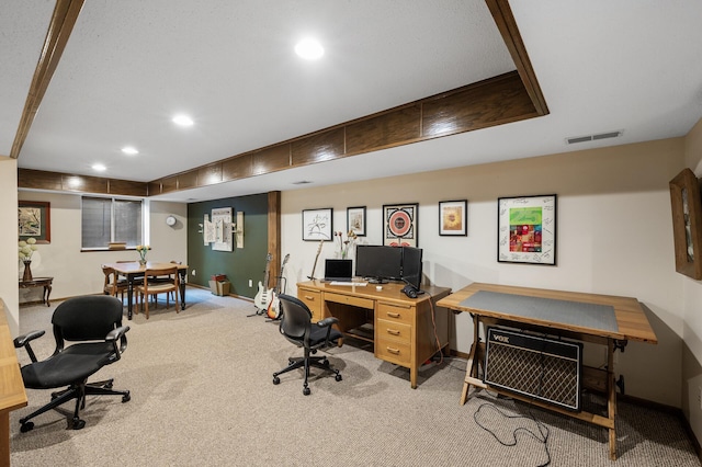 19402 Carson Cir NW, Elk River, MN 55330 - carpeted home office with recessed lighting and baseboards