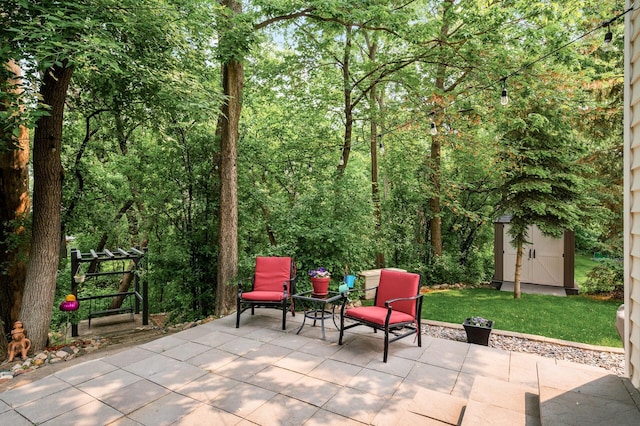 19402 Carson Cir NW, Elk River, MN 55330 - view of patio with a storage shed