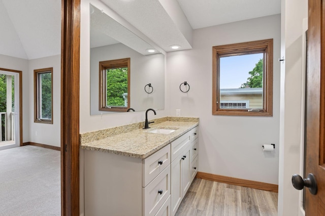 3305 Huntington Ave, Saint Louis Park, MN 55416 - bathroom featuring vanity, plenty of natural light, wood finished floors, and recessed lighting