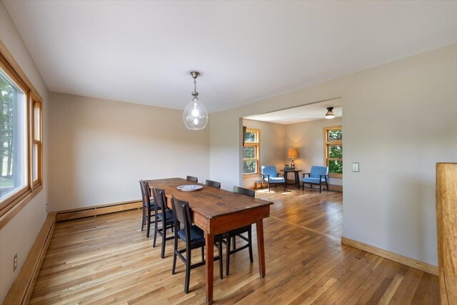 14766 Danson Rd, Splithand Twp, MN 55744 - dining space featuring light wood-style flooring and a baseboard heating unit