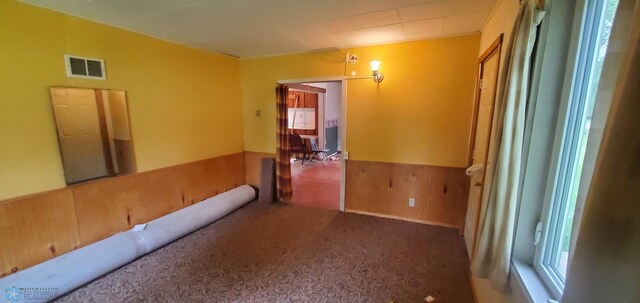 103 Main St S, Kindred, ND 58052 - carpeted spare room with a wainscoted wall and wooden walls