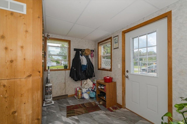 3732 6th St, Superior, WI 54880 - entryway with a paneled ceiling and wallpapered walls