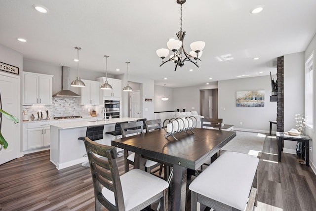 14660 109th Ave N, Maple Grove, MN 55369 - dining space with recessed lighting, dark wood finished floors, and a chandelier