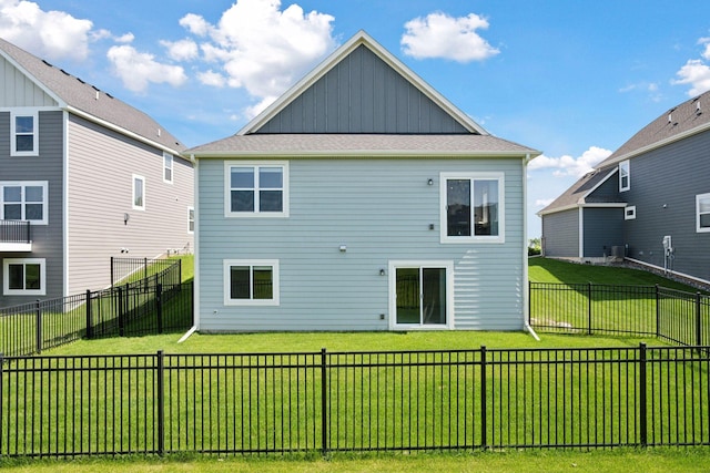 14660 109th Ave N, Maple Grove, MN 55369 - back of property with board and batten siding and a fenced backyard