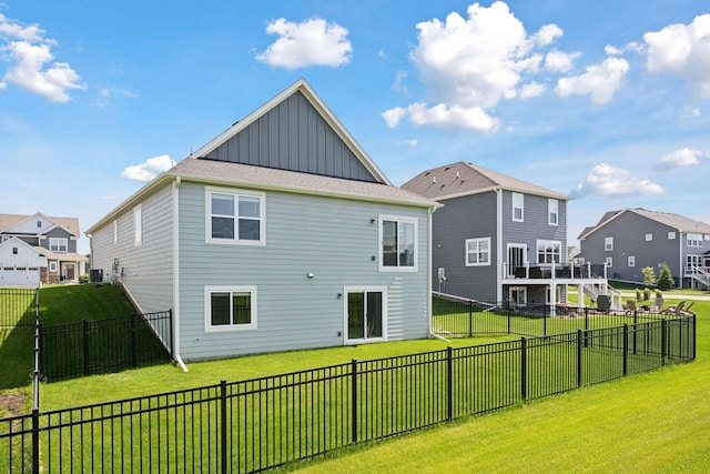 14660 109th Ave N, Maple Grove, MN 55369 - rear view of property with board and batten siding, a residential view, and a fenced backyard