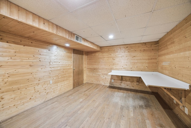 12209 Davenport St NE, Blaine, MN 55449 - additional living space with wood walls, a sauna / steam room, wood finished floors, and recessed lighting