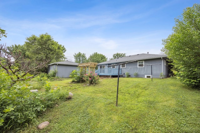 12209 Davenport St NE, Blaine, MN 55449 - view of green lawn featuring a wooden deck