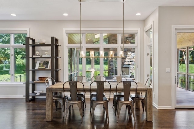 2 Red Forest Ln, North Oaks, MN 55127 - dining room with plenty of natural light, dark wood-style flooring, and recessed lighting