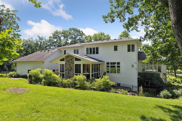2 Red Forest Ln, North Oaks, MN 55127 - rear view of house featuring stone siding