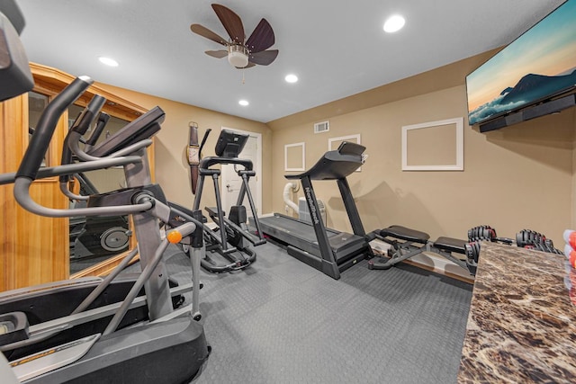 1904 Rock Ridge Ln, Saint Peter, MN 56082 - workout area with ceiling fan and recessed lighting