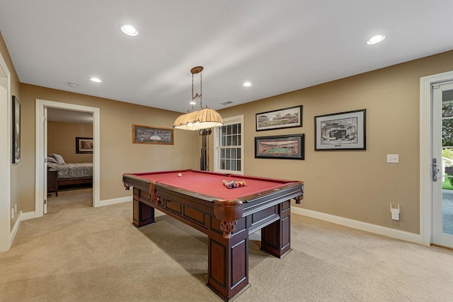 1904 Rock Ridge Ln, Saint Peter, MN 56082 - game room featuring light carpet, recessed lighting, and pool table