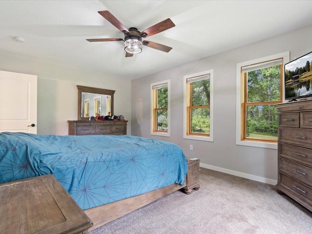 6629 45th Ave SW, Moose Lake Twp, MN 56472 - bedroom with light colored carpet and ceiling fan