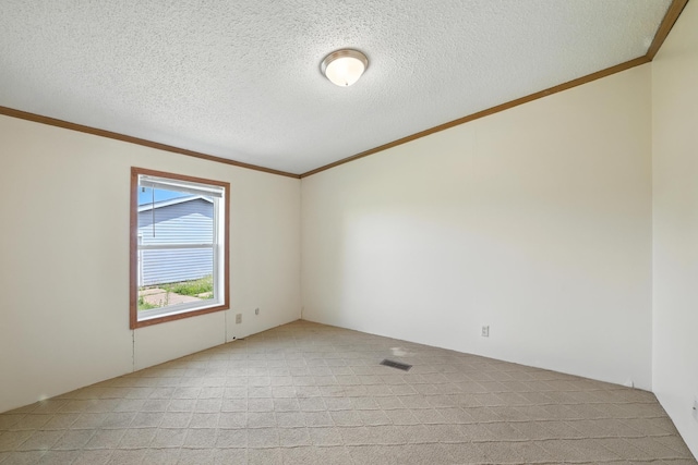 6257 State Highway 70, Rock Creek, MN 55063 - unfurnished room featuring crown molding, light colored carpet, lofted ceiling, and a textured ceiling