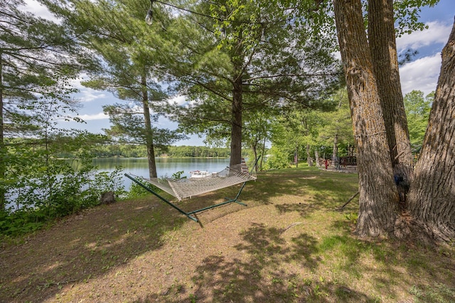 1618 Maple Shores Ln NE, Longville, MN 56655 - view of yard featuring a water view and a boat dock