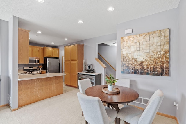13659 Brick Path, Rosemount, MN 55068 - dining room with light carpet, recessed lighting, and stairs
