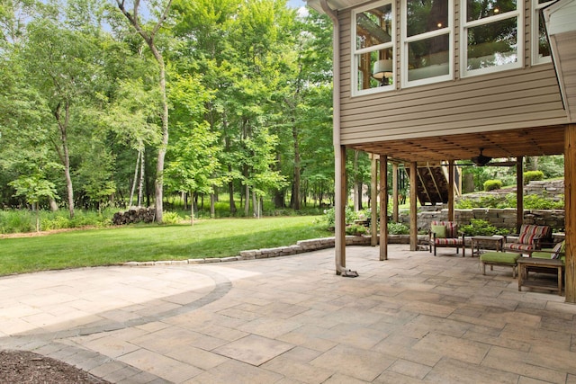 3027 135th Ave NE, Ham Lake, MN 55304 - view of patio with ceiling fan and an outdoor living space