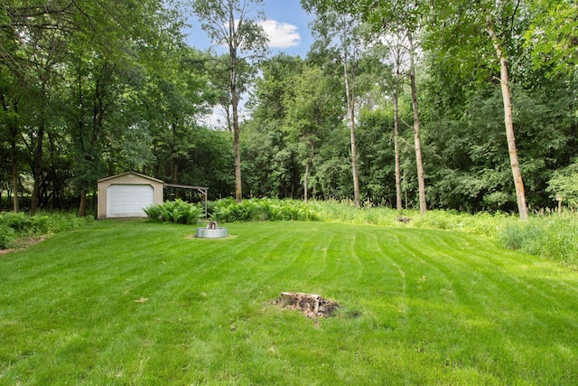3027 135th Ave NE, Ham Lake, MN 55304 - view of grassy yard featuring a garage and an outdoor structure