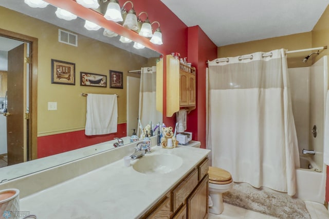 2744 32nd St S, Moorhead, MN 56560 - bathroom featuring vanity, shower / bath combination with curtain, and tile patterned flooring