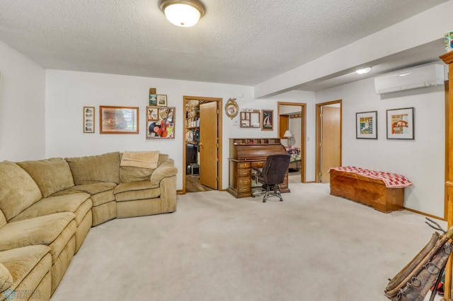 2744 32nd St S, Moorhead, MN 56560 - living area with an AC wall unit, carpet floors, a textured ceiling, and an office area