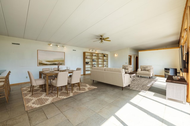 21555 699th St, Wabasha, MN 55981 - dining room with a ceiling fan and baseboards