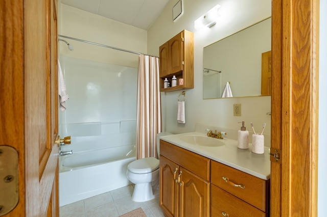 21555 699th St, Wabasha, MN 55981 - bathroom with vanity, tile patterned flooring, and shower / tub combo