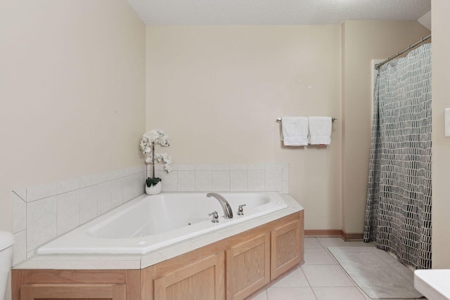 15450 Goodview Ave N, Hugo, MN 55038 - bathroom with a whirlpool tub, tile patterned flooring, and curtained shower