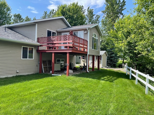 640 Meadowlark Ln, Eden Valley, MN 55329 - back of property featuring a deck and a shingled roof