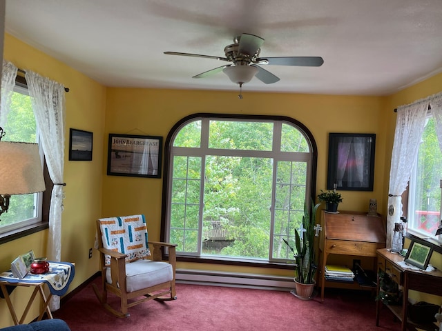 640 Meadowlark Ln, Eden Valley, MN 55329 - living area with carpet flooring and a ceiling fan
