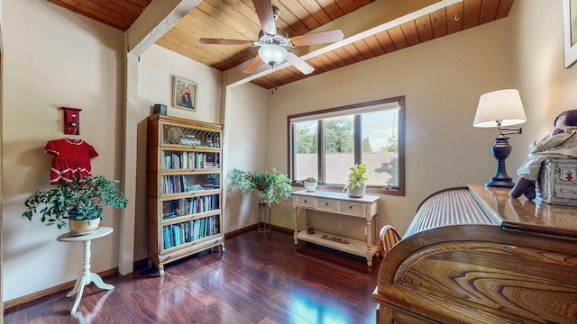 6317 Oak Meadow Ln NW, Rochester, MN 55901 - living area featuring wooden ceiling, wood finished floors, and ceiling fan