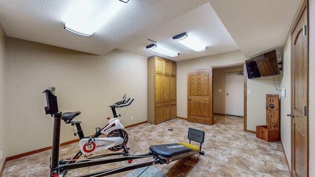 6317 Oak Meadow Ln NW, Rochester, MN 55901 - workout area featuring a textured ceiling and stone finish flooring